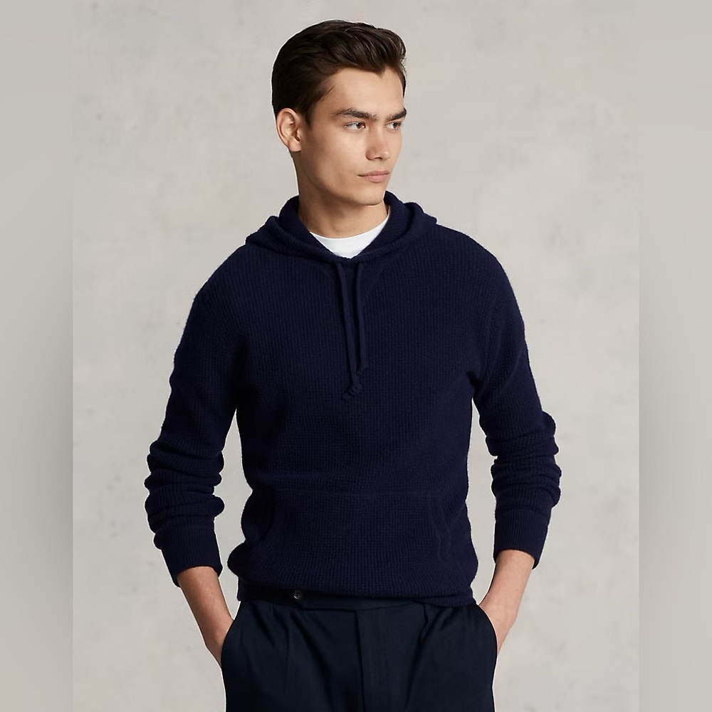 Good Man Brand Black Hooded Sweater Wool Blend Relaxed Fit Elevated Casual